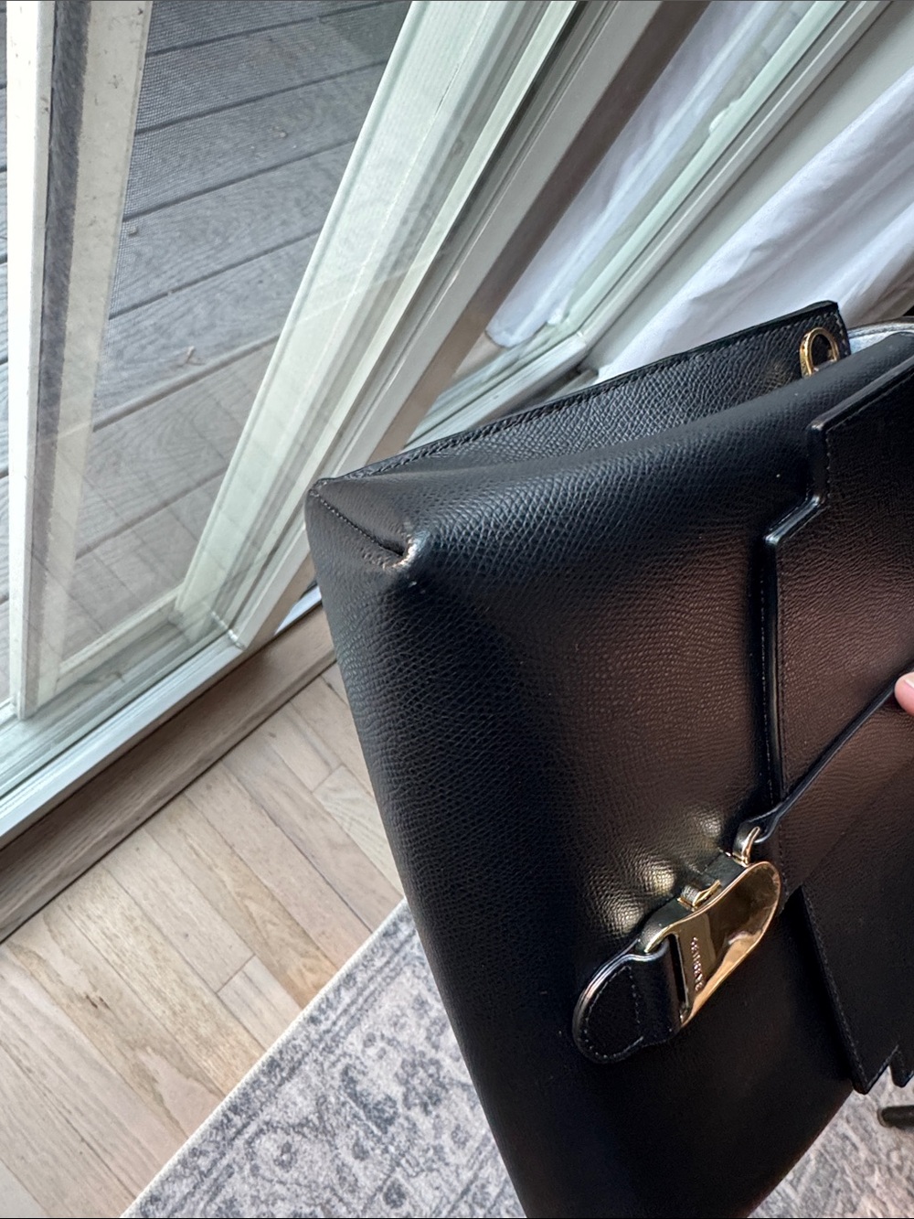 Senreve Cadence Shoulder Bag Black Pebbled Leather with Gold Buckle - Picture 6 of 14